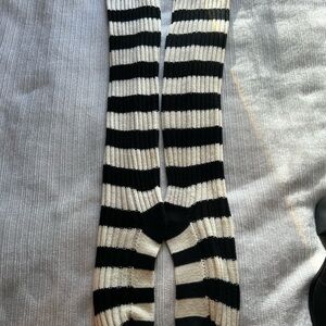 Striped Black and White Men’s Knee-High Socks